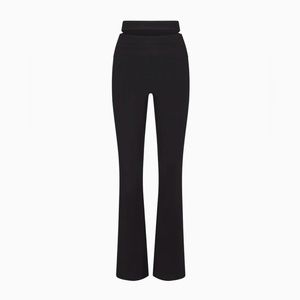 SLEEK STRETCH CUTOUT FOLDOVER PANTS | BLACK - XS